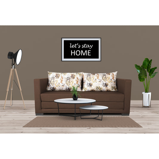 Adorn India Straight line 3 Seater Sofa Cum Bed (Brown), Wood, Foam