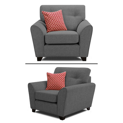 Adorn India Moris 3+2+1 6 Seater Fabric Sofa Set (Grey) (3 Year Warranty)