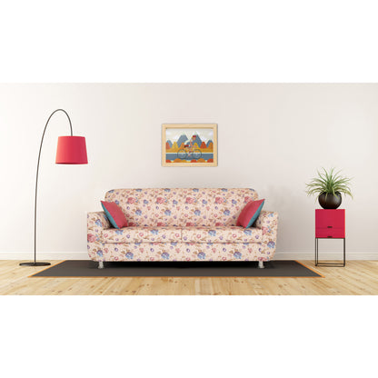 Adorn India Roselyn 3 Seater Sofa digitel Print (Beige)