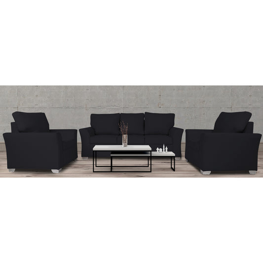 Adorn India Alexia 3+1+1 Sofa Set(Black)