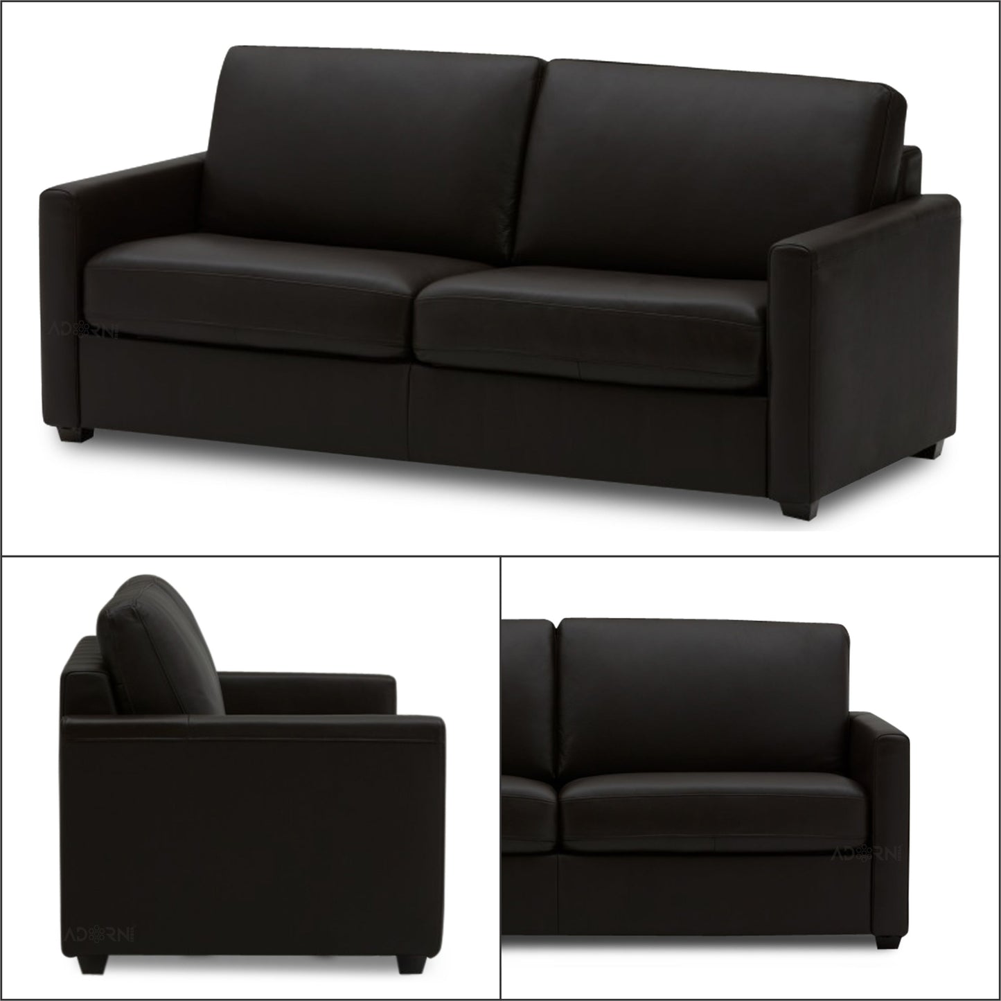 Adorn India Exclusive Flavio Leatherette 3-1-1 Sofa Set (Black)