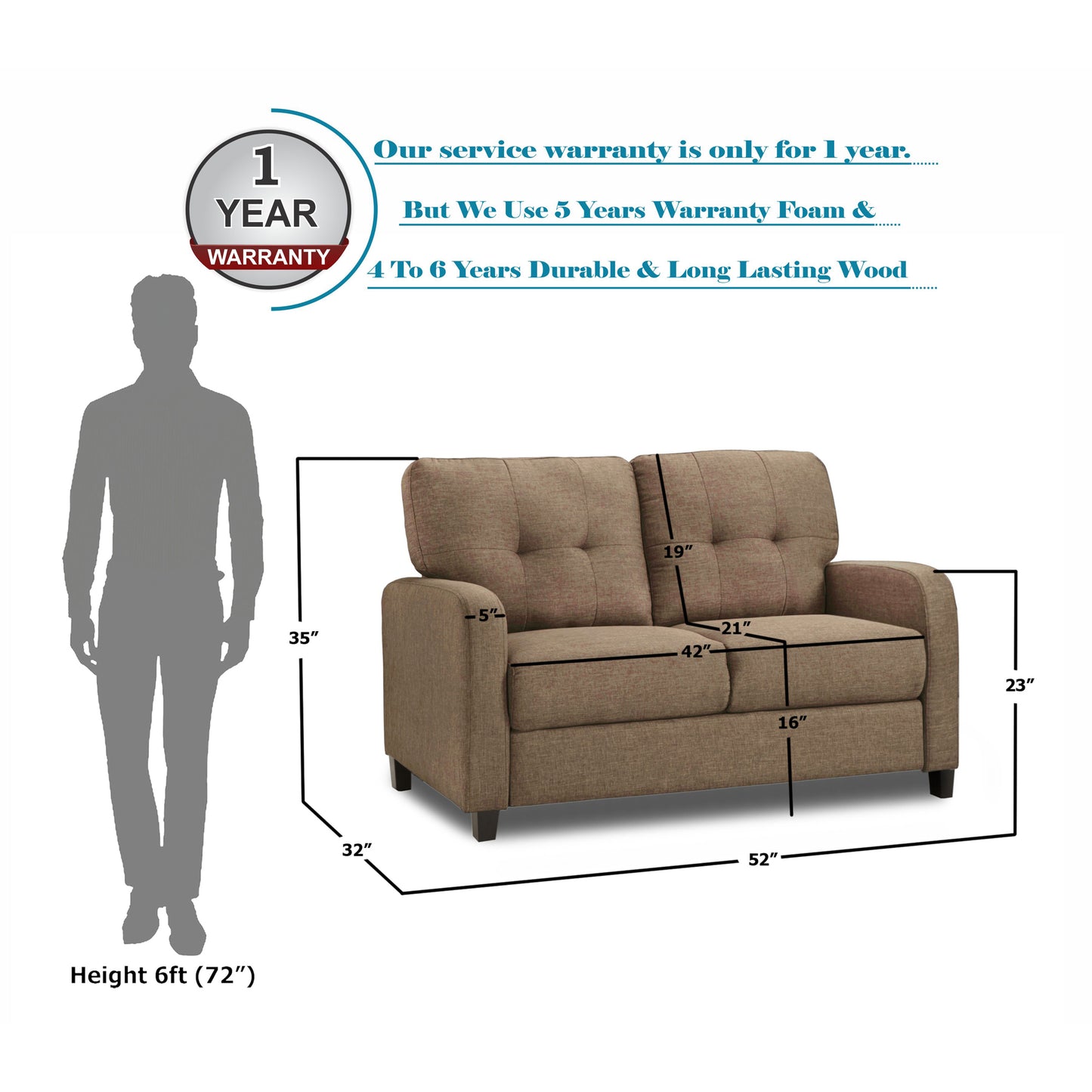 Adorn India Astor Two Seater Sofa (Camel)