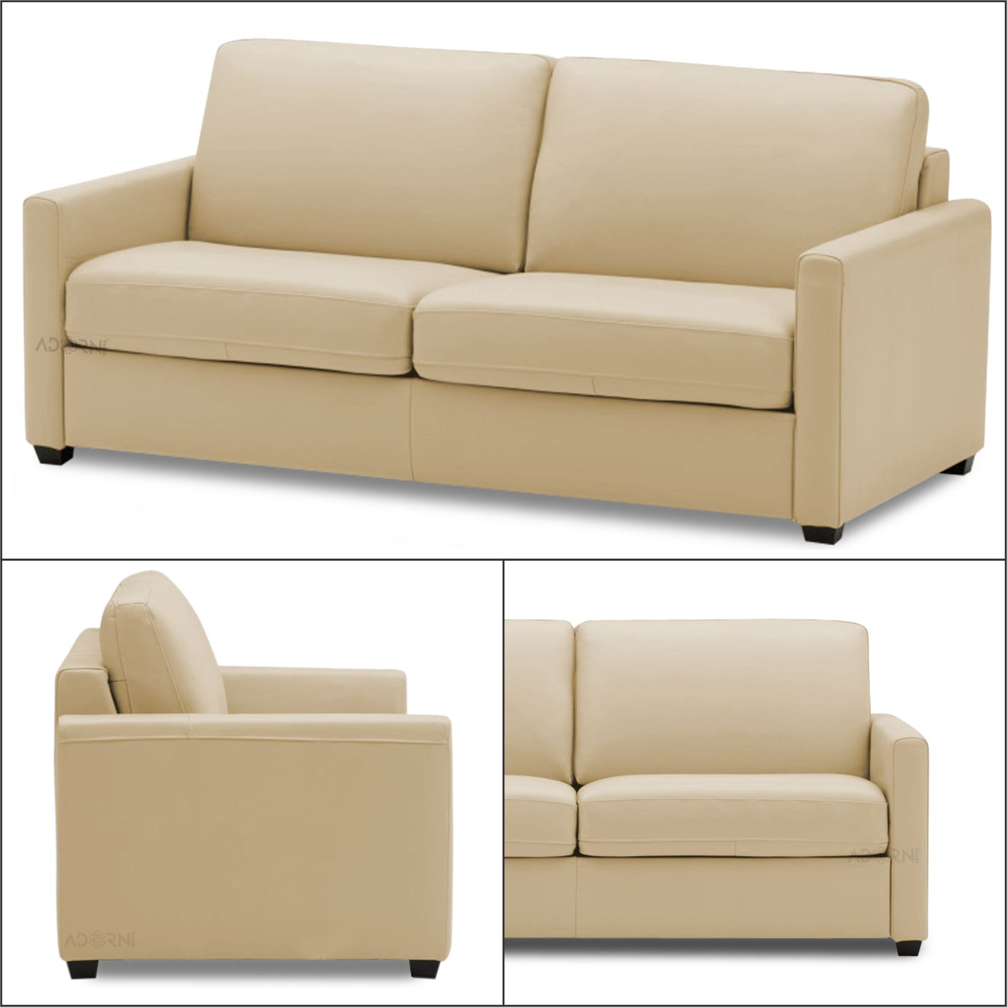 Adorn India Exclusive Flavio Leatherette 3+2 Sofa Set (Beige)