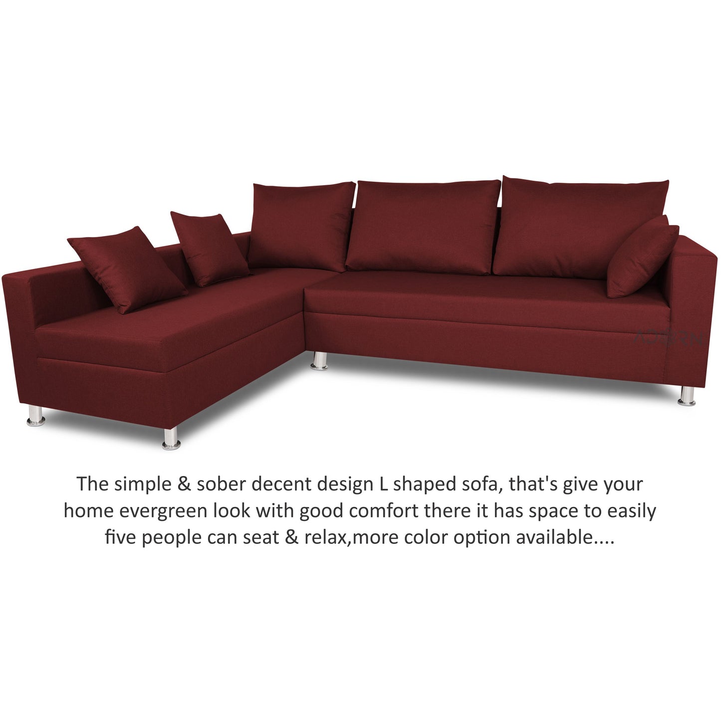 Adorn India Straight Line 6 seater L Shape Sofa set (Left Side Handle)(Maroon)