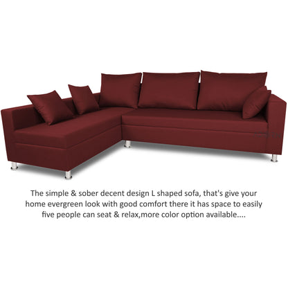 Adorn India Straight Line 6 seater L Shape Sofa set (Left Side Handle)(Maroon)