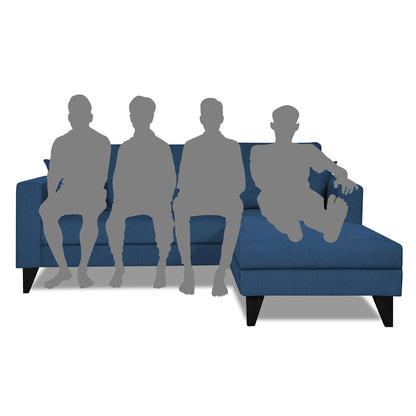 Adorn India Martin L Shape Right Hand Side Sofa Set Plain (Blue) 4 Seater (3 Year Warranty)