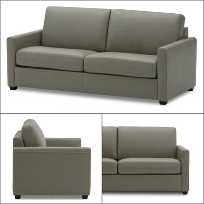 Adorn India Exclusive Flavio Leatherette Three Seater Sofa (Grey)