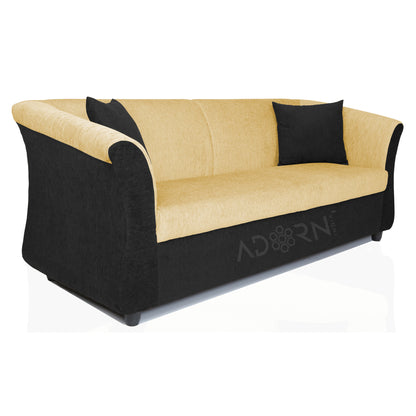 Adorn India Acura 3 Seater Sofa(Beige & Black)