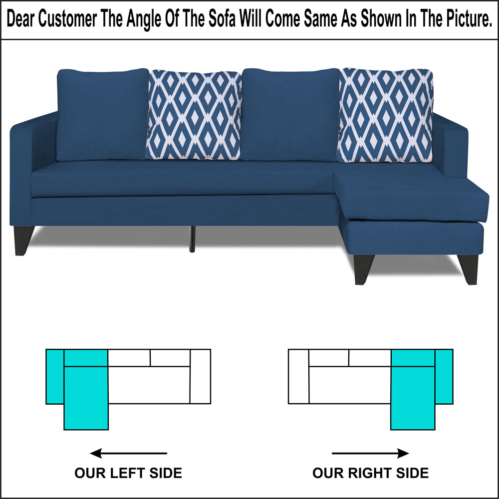 Adorn India Beetle Rhombus L Shape 5 Seater Sofa Set RHS (Blue) (3 Year Warranty)