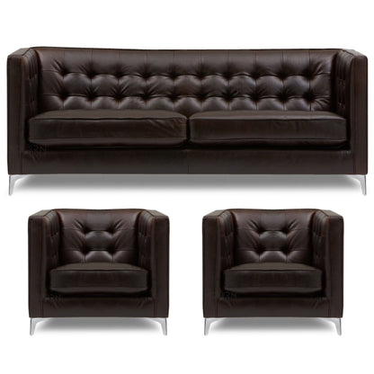 Adorn India Exclusive Cosmos Leatherette 3-1-1 Sofa Set (Brown)