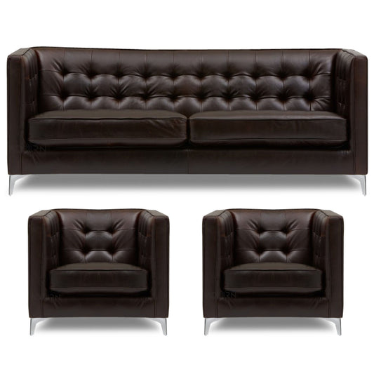 Adorn India Exclusive Cosmos Leatherette 3-1-1 Sofa Set (Brown)