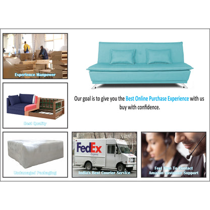 Adorn India Arden 4 Seater Sofa Cum Bed 4 x 6 (Aqua Blue) (3 Year Warranty)