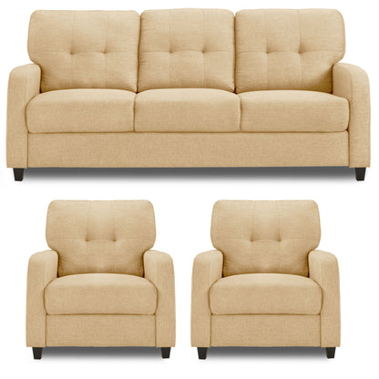 Adorn India Astor 3+1+1 5 Seater Sofa Set (Beige) (3 Year Warranty)