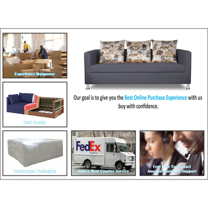 Adorn India Alita 3-1-1 Compact 5 Seater Sofa Set (Dark Grey), Wood, Foam