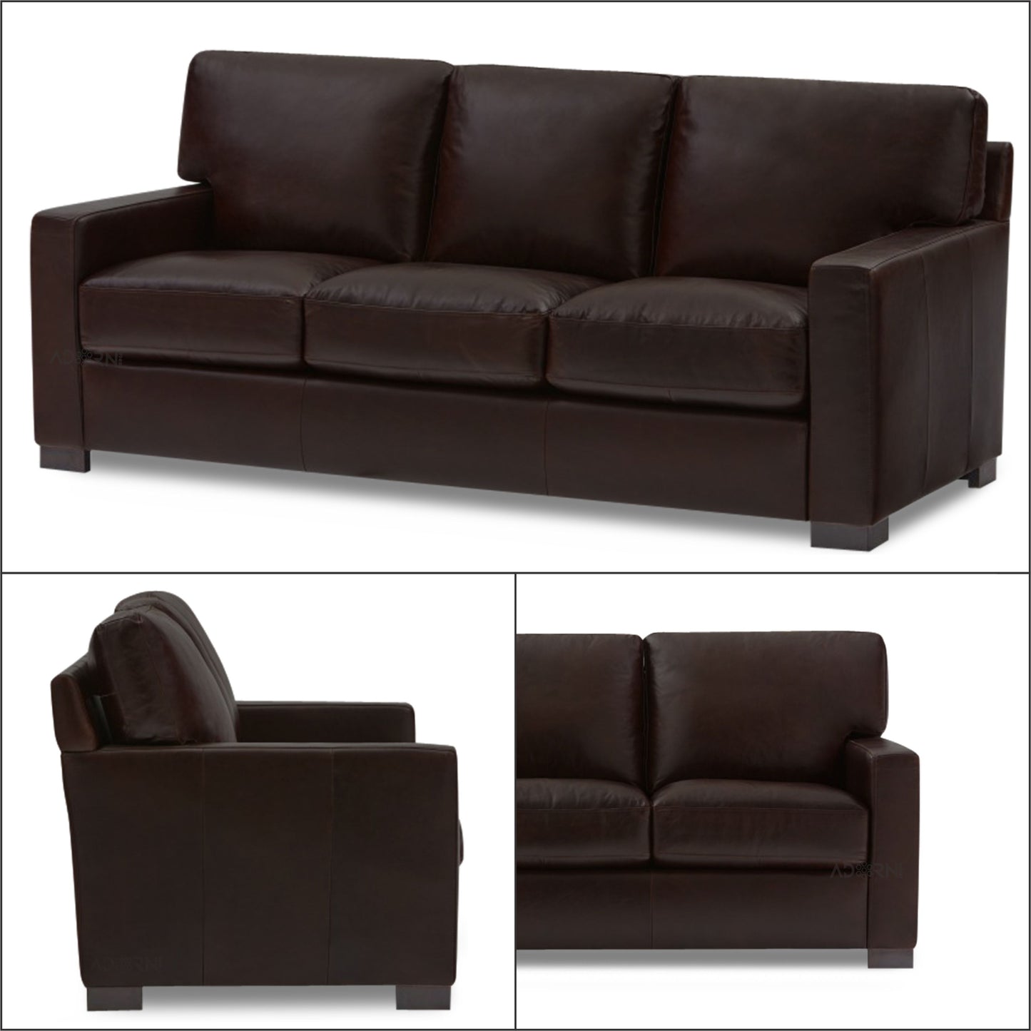 Adorn India Exclusive Rosina Leatherette 3+2 Sofa Set (Dark Brown)