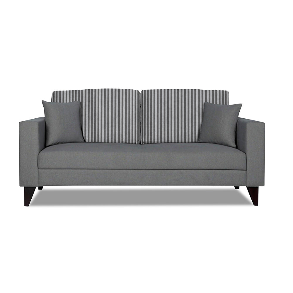 Adorn India Hector Stripes 3 Seater Sofa (Grey) Martin Plus (3 Year Warranty)