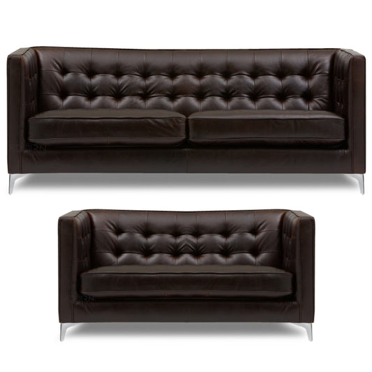 Adorn India Exclusive Cosmos Leatherette 3+2 Sofa Set (Brown)