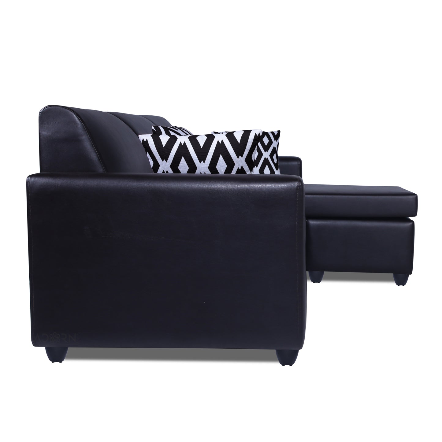 Adorn India Monteno Leatherette Modular 4 Seater Sofa Set (Black) (3 Year Warranty)