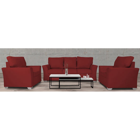 Adorn India Alexia 3+1+1 Sofa Set(Maroon)