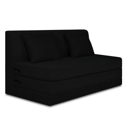 Adorn India Easy Highback Two Seater Sofa Cum Bed Decent 4' x 6' (Black) (1 Year Warranty)