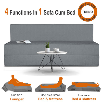 Adorn India Easy Treno 3 Seater Sofa Cum Bed Sit & Sleep Perfect for Guest, Colour Grey, 6'x6' (1 Year Warranty)