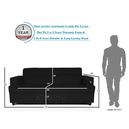 Adorn India Aleena 3 Seater Sofa(Black)