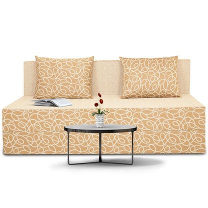 Adorn India Easy Three Seater Sofa Cum Bed Poly Cotton (Beige) 5'X6'