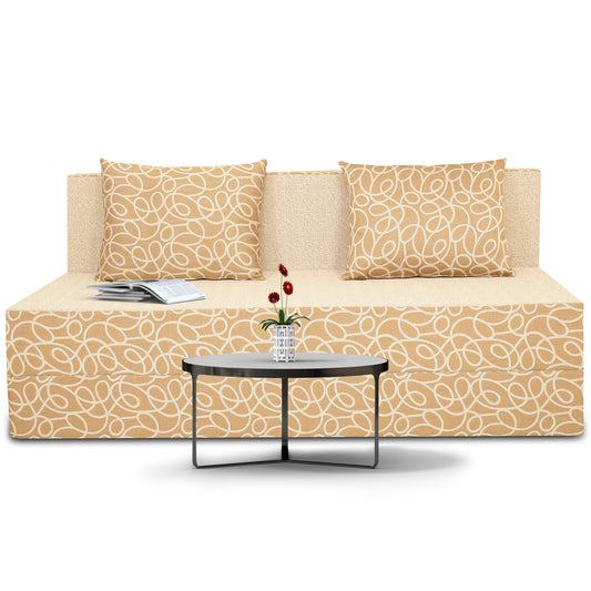 Adorn India Easy Three Seater Sofa Cum Bed Poly Cotton (Beige) 5'X6'