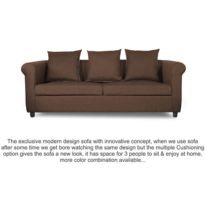 Adorn India Magnum 3 Seater Sofa (Brown)