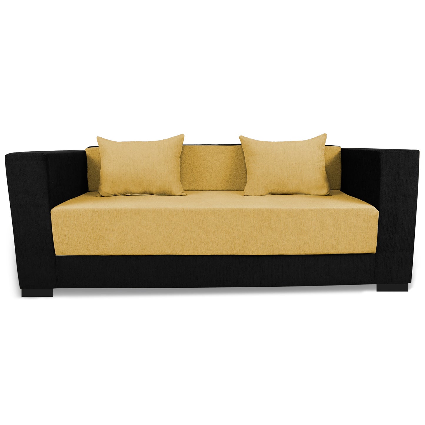 Adorn India Almond 3 Seater Sofa cumbed (Yellow & Black)