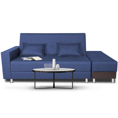 Adorn India Flora Sofa Cum bed (Blue)