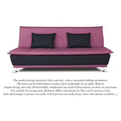 Adorn India Exclusive Two Tone Arden 4 Seater Sofa Cum Bed 4 x 6 (Light Purple & Black) (3 Year Warranty)
