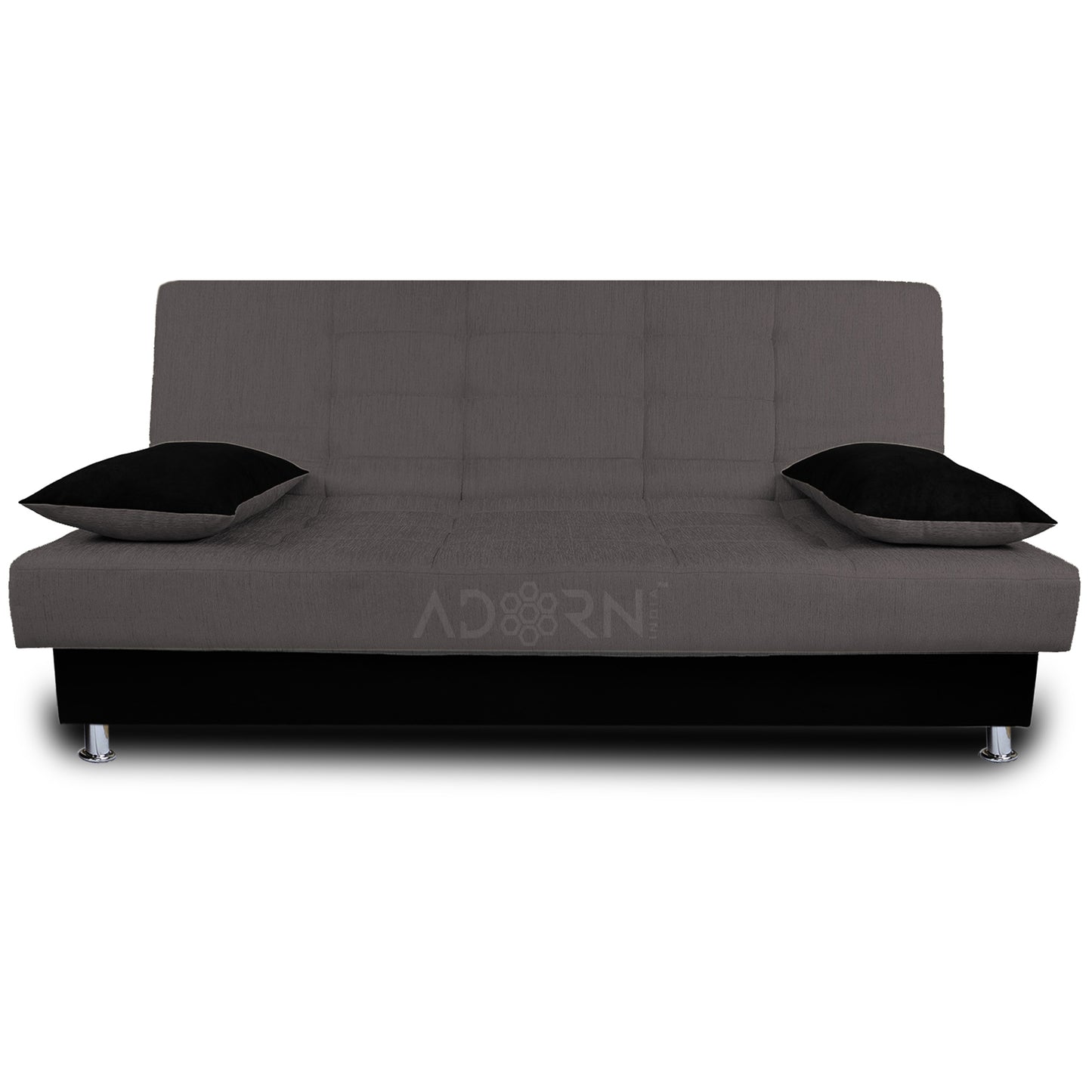 Adorn India Alyssum 3 Seater Sofa Cumbed (Grey & Black)