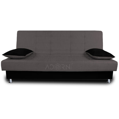 Adorn India Alyssum 3 Seater Sofa Cumbed (Grey & Black)