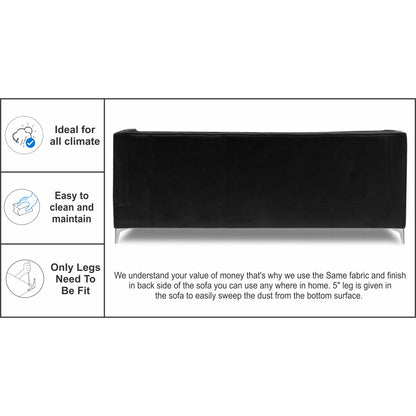 Adorn India Exclusive Cosmos Leatherette Three Seater Sofa (Black)