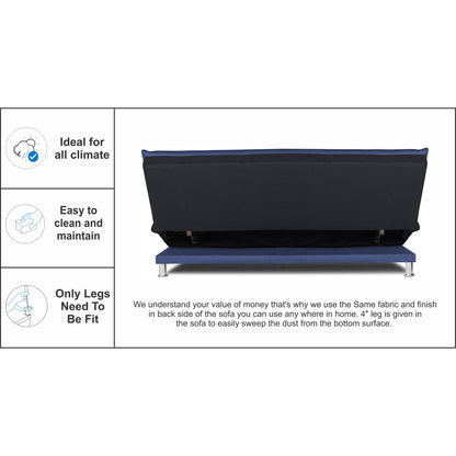 Adorn India Exclusive Two Tone Arden 4 Seater Wood Sofa Cum Bed 4 x 6 (Blue & Black) (3 Year Warranty)