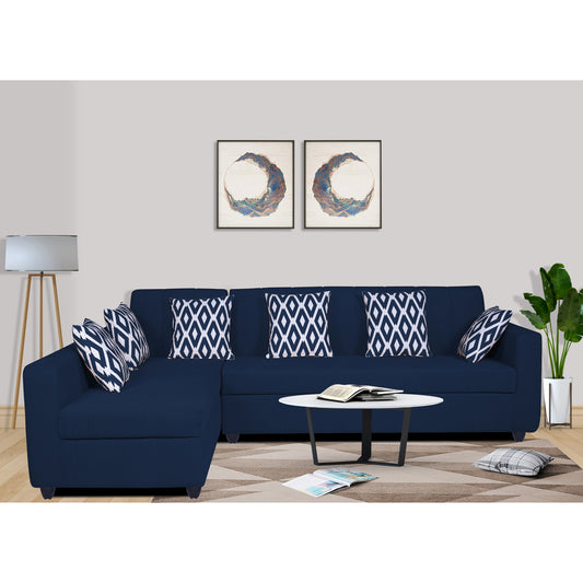 Adorn India Rio Highback L Shape 6 Seater corner Sofa Set (Left Side Handle)(Blue) (3 Year Warranty)
