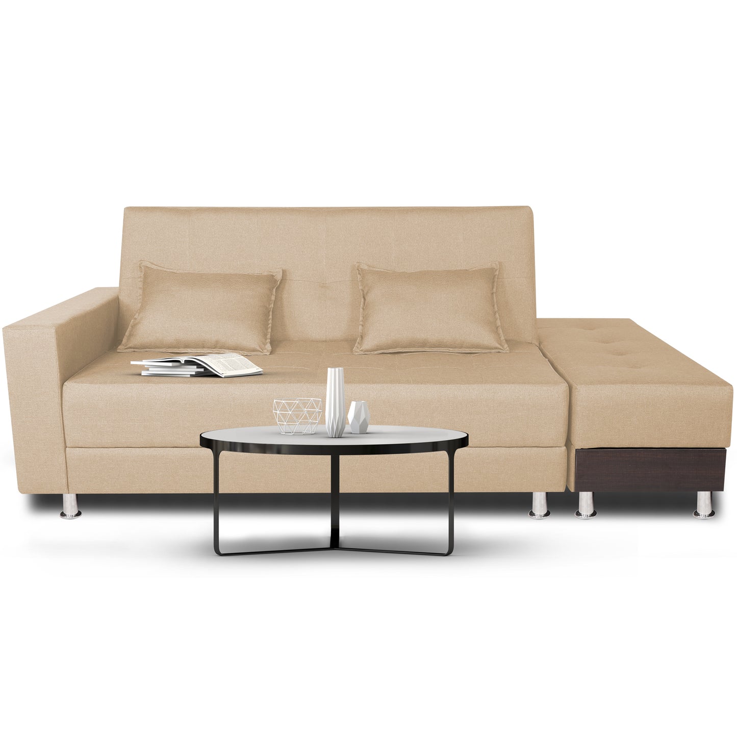 Adorn India Flora Sofa Cum Bed(Beige)