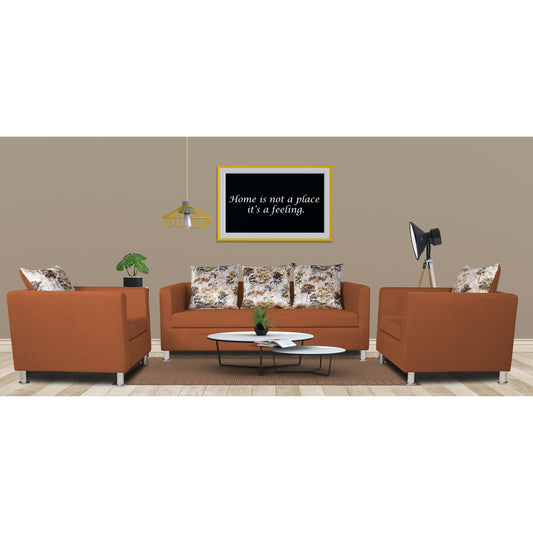 Adorn India Alita 3-1-1 Compact 5 Seater Sofa Set (Rust)
