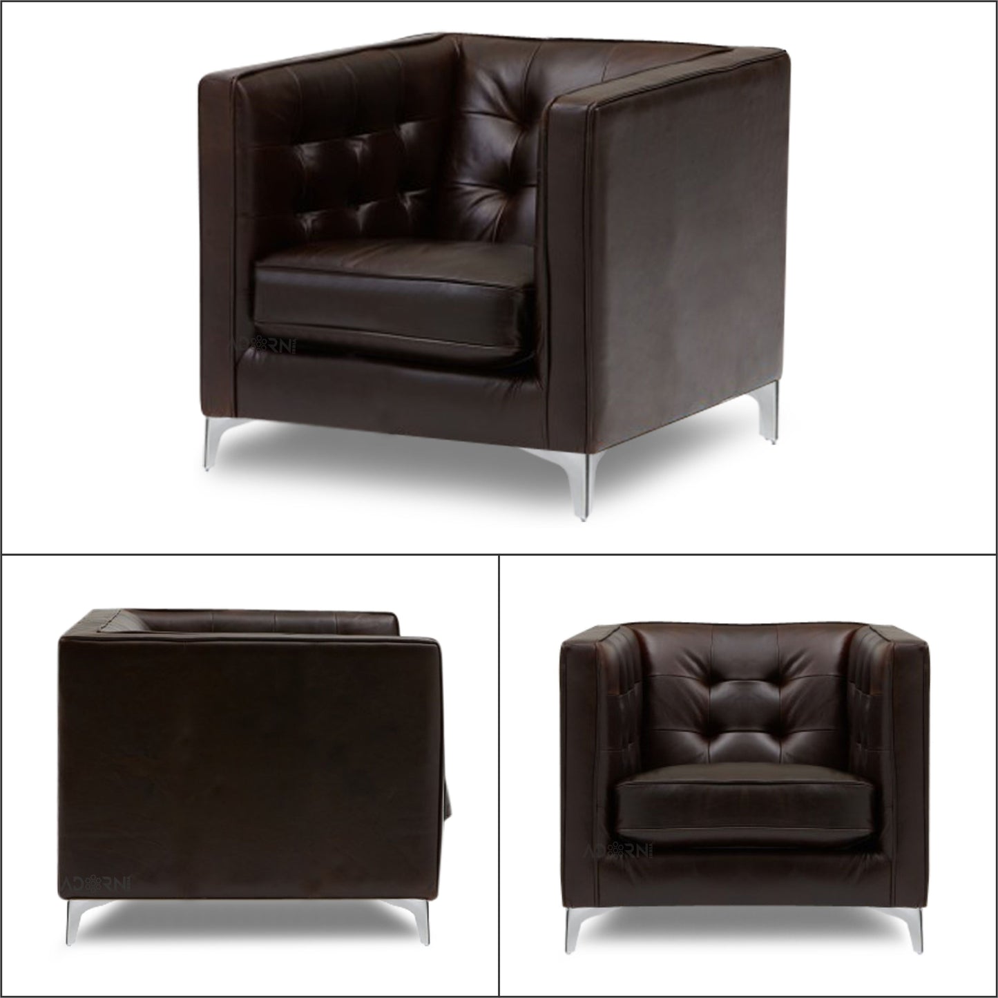 Adorn India Exclusive Cosmos Leatherette 3-1-1 Sofa Set (Brown)