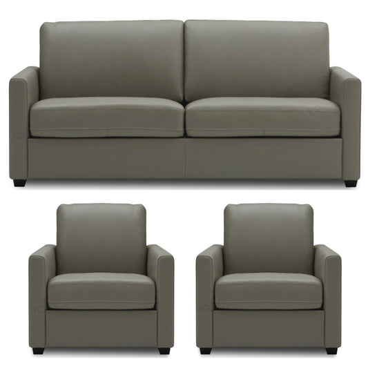 Adorn India Exclusive Flavio Leatherette 3-1-1 Sofa Set (Grey)