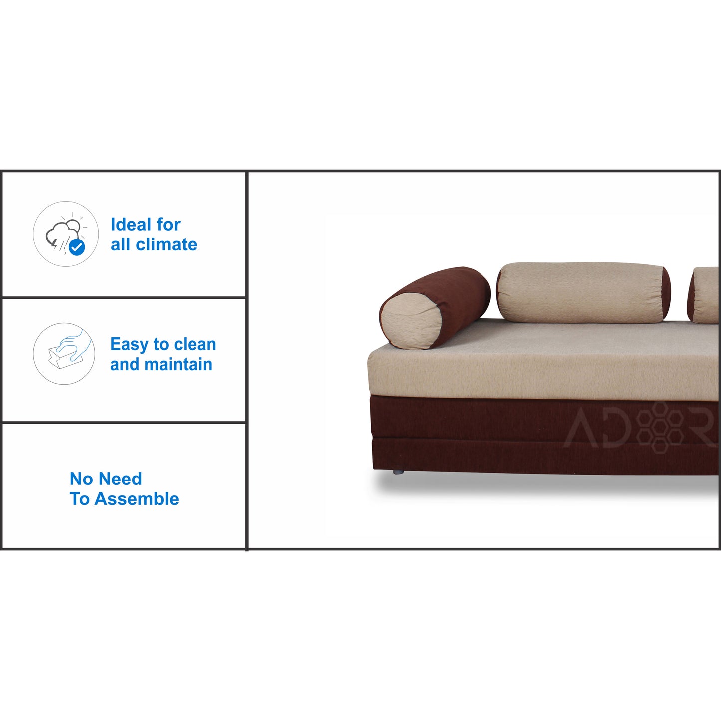 Adorn India Easy Fabric Deewan Cum Bed (Brown and Beige)