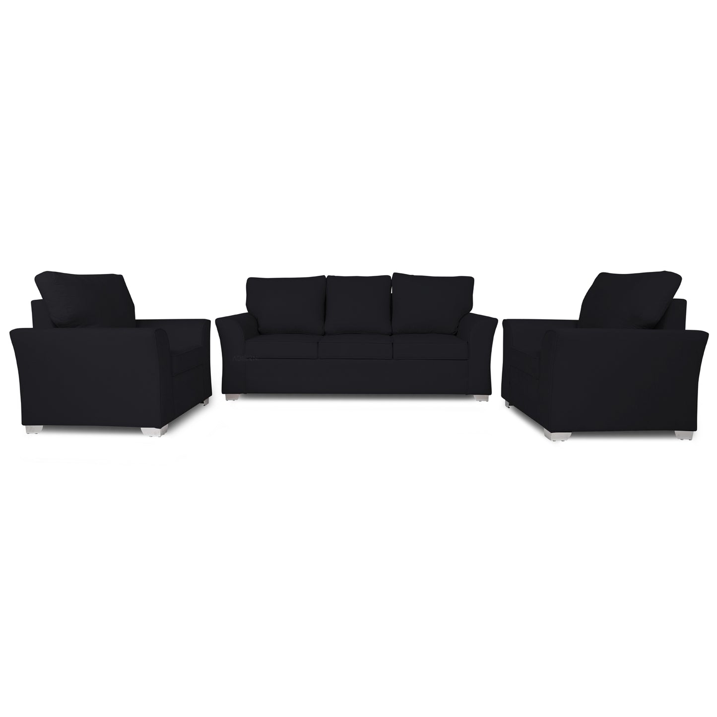 Adorn India Alexia 3+1+1 Sofa Set(Black)