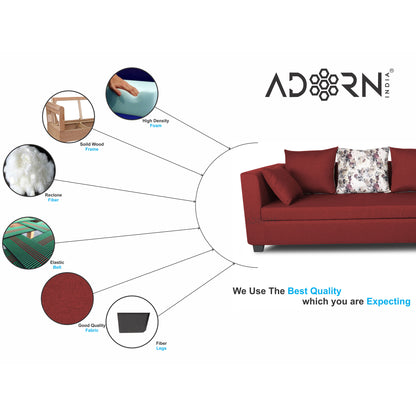 Adorn India Mclain L Shape 6 Seater Sofa (Left Side Handle)(Maroon)