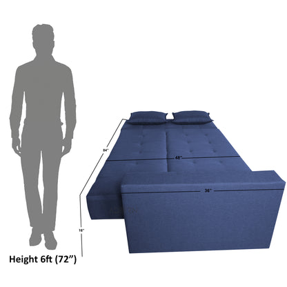 Adorn India Flora Sofa Cum bed (Blue)