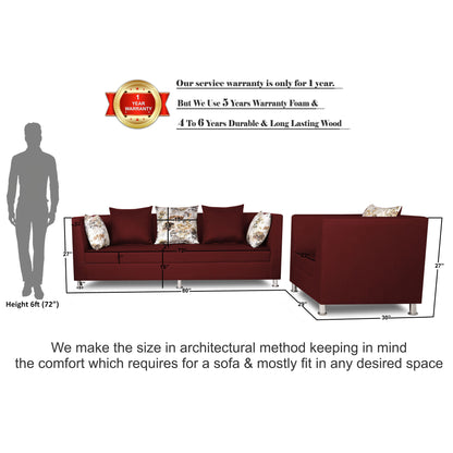 Adorn India Alica 3-1-1 5 Seater Sofa Set(Maroon)