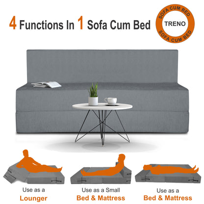 Adorn India Easy Treno 3 Seater Sofa Cum Bed Sit & Sleep Perfect for Guest, Colour Grey, 5'x6' (1 Year Warranty)