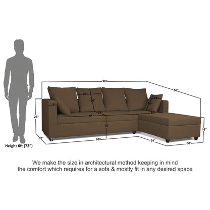 Adorn India Zink Straight line L Shape 6 Seater Sofa Plain Cushion(Camel)