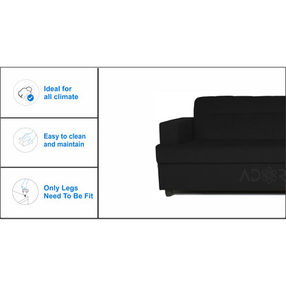 Adorn India Aleena 3 Seater Sofa(Black)