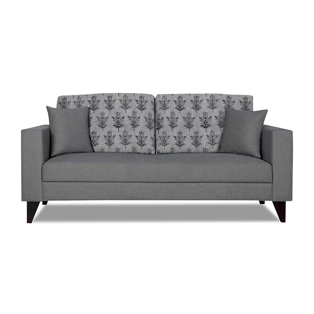 Adorn India Parker Leaf 3 Seater Sofa (Grey) Martin Plus (3 Year Warranty)